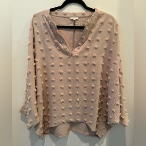 JODIFL Oversized Beige Textured Blouse